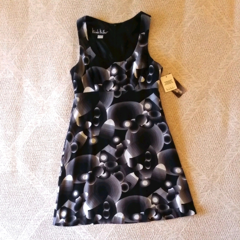 Geometric Print, Empire Waist, Mini Dress